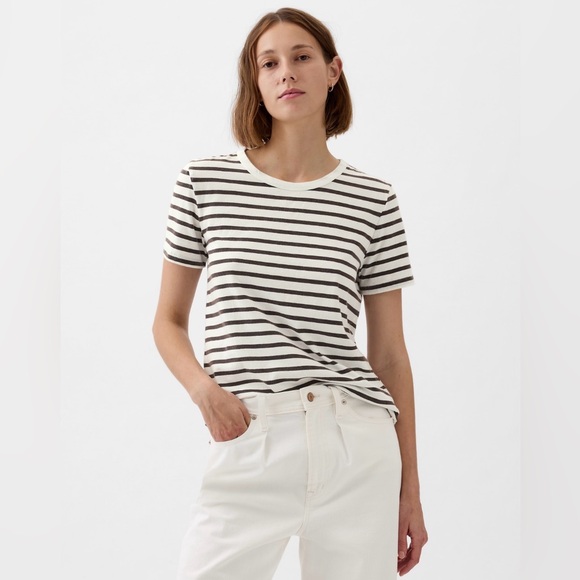 GAP Tops - Gap Organic Cotton Stripe Crewneck T-Shirt
